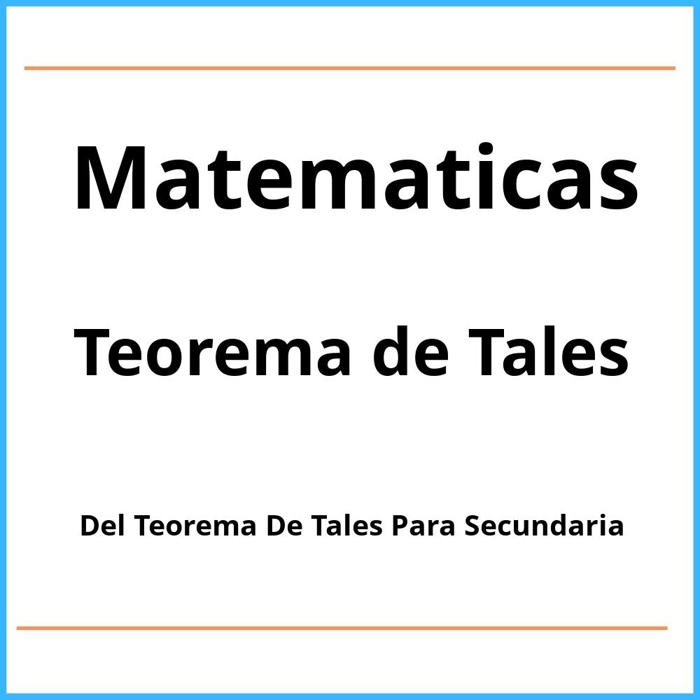 Ejercicios Del Teorema De Tales Para Secundaria Pdf